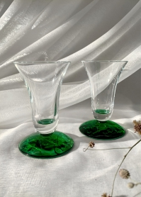 Сет из 2х фужеров с основанием из цветного стекла и новогодней символикой