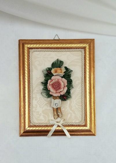 Панно с цветочным букетом/ Фарфор Каподимонте / Италия