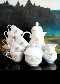 Сервиз кофейный с чайной розой на 6 персон KAHLA / ГДР