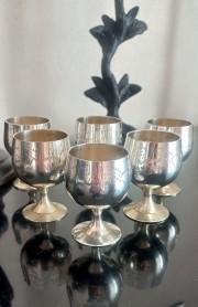 Антикварный набор посеребреных рюмок / Англия