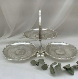 Винтажная английская трехуровневая сервировочная бисквитница / фруктовница