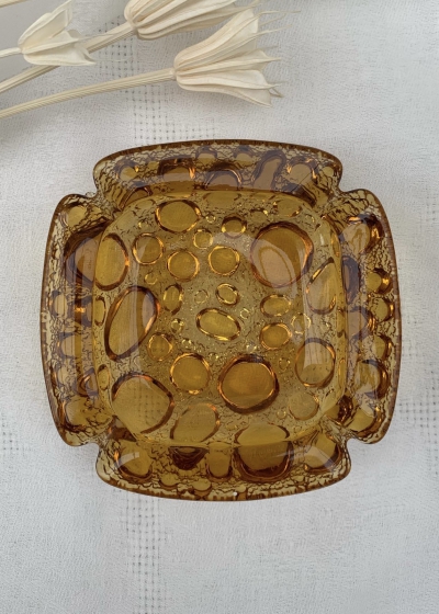 Коллекционная пепельница из янтарного стекла с декором Pebble stone  / галька