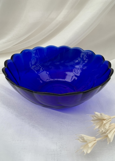 Ваза для фруктов из синего кобальтового стекла  / СССР